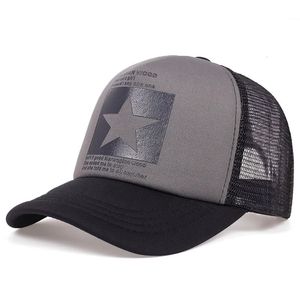 Ball Caps five pointed star printed baseball cap spring summer breathable net caps men women outdoor sun shade hat adjustable wild 231016