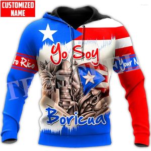 Hoodies femininos nome personalizado porto rico bandeira boricua país tatuagem tribo retro vintage harajuku 3dprint pulôver casual engraçado jaqueta x2