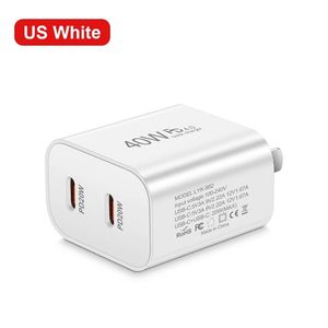 デュアルPD USB充電器40W高速充電タイプC Samsung Xiaomi Huawei 2ポートUSB C電話充電器アダプターの壁充電器