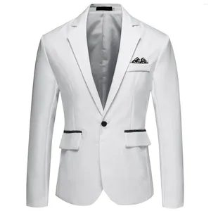 Men's Suits Solid Color Suit Jacket Single Breasted Casual Wedding Banquet Streetwear Clothes Elegant Blazer Loose Coat