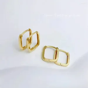 Brincos de argola YUNLI Real 18K ouro quadrado puro AU750 vintage para mulheres joias finas presente