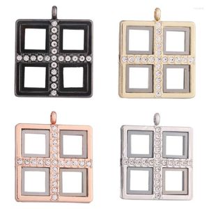 Pendant Necklaces 1Pc Personalized Square Glass Floating Memory Picture Locket Diy Hip Hop Cool Men Relicario Collares Jewelry Making