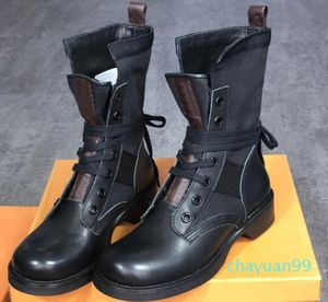 2020 Nya Metropolis Flat Ranger Combat Boots Women Canvas Leather Ankle Boots Winter Martin Shoes Laceup Booties