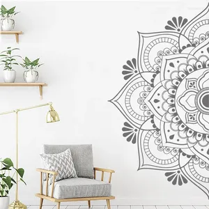 Vägg klistermärken halv mandala dekal headboard dörr fönster sovrum yogastudio hem dekor boho stil prydnad konst mt13