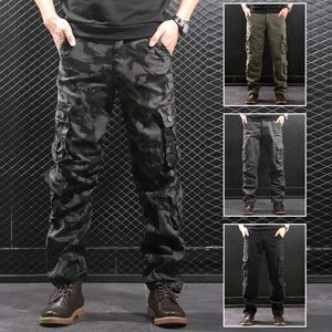 Herrbyxor herrkamouflage taktiska militära byxor last högkvalitativ sportoggare 8 Pocket Loose Army Baggy Camo Male Vandringar T231016