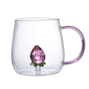 Vinglasögon Crystal Cups Glass Clear Multipurpose kaffemuggar Värmesäker reaktiv kopp med jordgubbe
