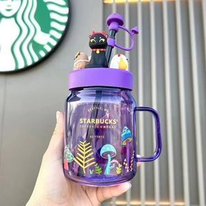 2023 Starbucks Drinkware Halloween limitado elfo roxo Little Monster Gift Creative Give Glass Straw Cup525ml Copo de bebida