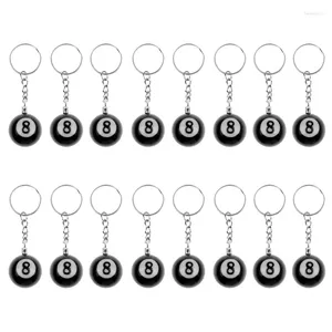 Keychains 16 Pcs Billiard Pool Keychain Snooker Table Ball Key Ring Gift Lucky NO.8 25Mm