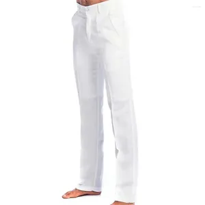 Men's Pants Men Trousers Streetwear Slim Fit Long With Pockets Mid-rise Zipper Button Straight Leg