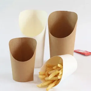 Disposable Cups Straws Gobelet Finger Appetizer Chicken 50pcs Food Kraft French Cone Fry Containers Paper