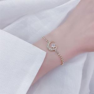 Charm Armband Elegant Delicate Zircon Moon Star Justerbar armband Bling Micro Inlaid Zirconia Juiversary Relationship Gift H252B