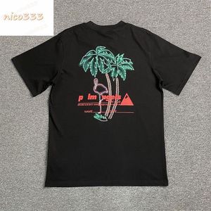 23SS Ny Coconut Bird Beach Letter Mailbox Print Monogram Black Beige Mens Women Street Short Sleeve T Shirt293i