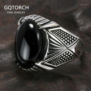 Anelli in argento sterling 925 garantiti Anello antico di Turchia per uomo Anello nero con pietra naturale Onice Gioielli maschili turchi1175c