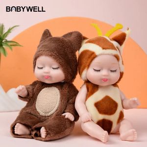 Dolls Fashion 11cm Symulacja Princess Toy Mini Cute Sleeping Baby Series Cartoon Animal For Kids Kawaii Prezent 231016