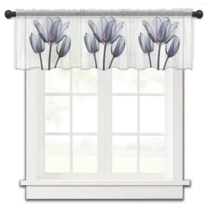 Занавеска с цветком тюльпана, прозрачный луч, маленькое окно, прозрачная короткая занавеска для спальни, домашний декор, вуаль, шторы
