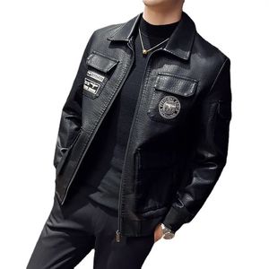 Men S Leather Faux Trend Cool Motorcycle Jacket Terne de alta qualidade designer punk cardigan 231016