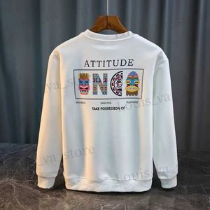 Herrtröjor tröjor American Men's Sweatshirt Autumn Vintage Graphic Long Sleeve T-shirt Dagliga hem Casual Herrkläder Överdimensionerad Loose White Top T231016