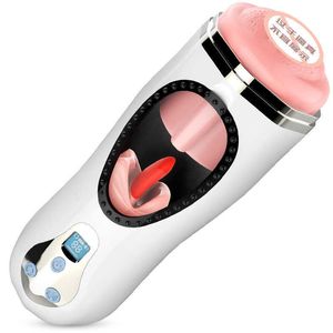 Sex Massager Jiuai Electric uttal Tongue Men's Masturbation Automatisk Interactive Aircraft Cup Icke -uppblåsbara dockor Vuxenprodukter