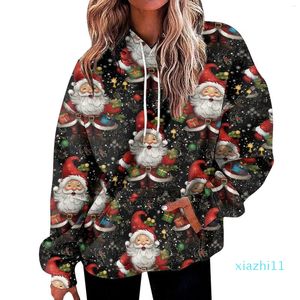 Natal impressão oversized moletom velo com capuz feminino hoodies feminino leopardo 2023