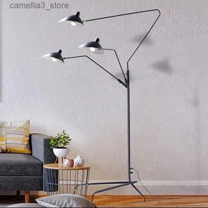 Floor Lamps Nordic Black Tripod Floor Lamp for Living Room Adjustable Standing Lamp Loft Ifloor Lights Bedroom Decor Q231016