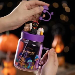 NEW Starbucks Drink Halloween Limited Purple Fairy Little Monster Creative gift glass sippy cup 525ml drinking mug mug