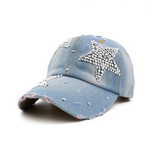 Bola bonés mulheres chapéu diamante flor cowboy feminino osso boné de beisebol verão estilo casquette jeans ajustável snapback chapéus