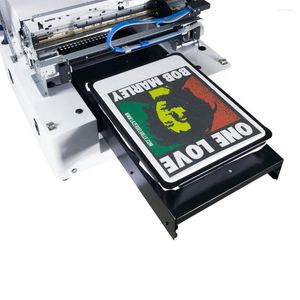 Svart T-shirt-tryckmaskin med CMYKWW Textil Ink A3 DTG-skrivare Lämplig för korta ärmlösa kläder