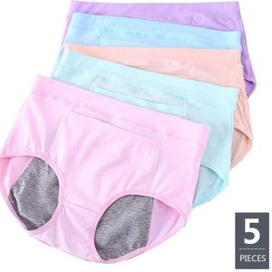 Feilibin 5Pcs lot Leak Proof Menstrual Period Panties Women Underwear Physiological Pants Healthy Cotton Seamless Ladies Panties Y2749