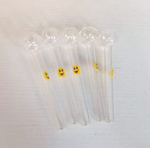 Gülümseme Yüz Kalın Pyrex Cam Yağ Brülör El Borusu - 12 cm Smiley Sigara Borusu