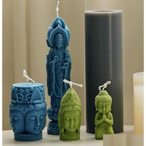 Świece Guanyin Buddha Statue świece sile pleśń DIY trzy twarz Making żywicy Prezenty rzemieślnicze Zasoby domowe 2207217080405 Drop dhawg