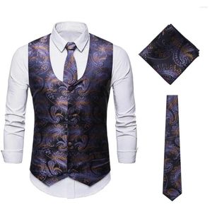 Męskie kamizelki męskie klasyczne 3PC Jacquard Paisley kamizel