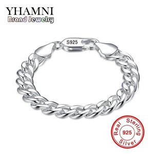Yhamni Brand fina smycken 100% 925 Sterling Silver Bangles Armband For Men Classic Charm Armband S925 Stamped Men's Armele221n