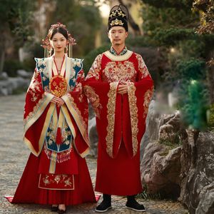 Ming Dynasty Costume Hand Made Groom Dragon Embroidery Xiuhe Clothing Ancient China Trend Bride Phoenix Hanfu Wedding Dress