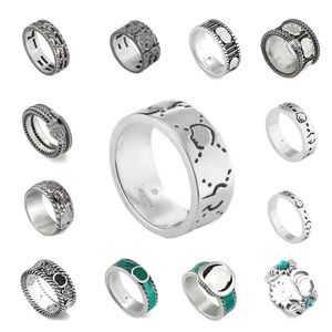 Hochwertiger Ring aus Titanstahl und Silber, Liebesringe, Designer-Luxusschmuck, Herren- und Damengeist, Herzringe, Party, Verlobung, Beichte, Ehering mit grüner Box