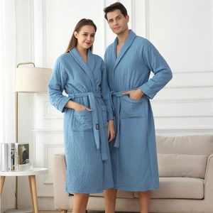 Kvinnors sömnkläder älskare bomullshandduk Terry Bathrobe Kvinnor mantel kimono klänning höst vinter lös nattklänning intim underkläder