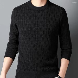 Men's Sweaters Round Neck Men Sweater Cozy Knitted Thick Warm Slim Fit Pullover For Fall/winter With Applique Detailing Plus Size