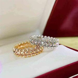 Europeiska lyxsmycken 925 Sterling Silver Willow Nail Gold-Plated Ring Men and Women Fashion Classic Brand Party Gift Y220310239Q