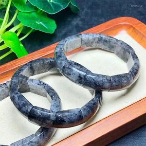 Bangle Natural Black Quartz Rutilated Bransoletka moda Kobiety leczenie biżuteria szlachetna Reiki Energy Stone Holiday Gift 1PCS 12x18 mm