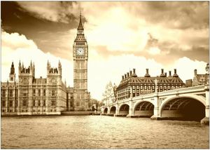 Wandaufkleber, Big Ben, London Bridge, Landschaftskunst, Seidenposter, 61 x 91,4 cm