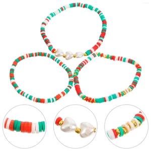 Collane con ciondolo 3 pezzi Braccialetti con perline Braccialetti con perline per ragazze di Natale Braccialetti con ciondoli Perline alla moda da donna