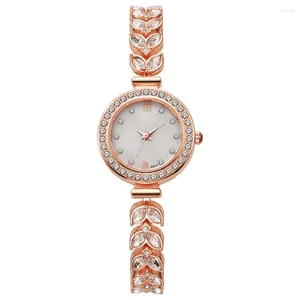 Orologi da polso Commercio estero Bracciale spighe di grano Orologi Quarzo da donna tempestato di diamanti