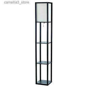 مصابيح أرضية بسيطة تصاميم مصباح الأرضية etagere storage storage shelf with linen shade Black Q231016