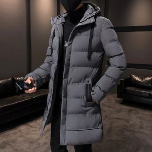 Homens para baixo parkas mais grosso quente masculino outwear casual fino ajuste casacos de inverno jaquetas e gola com capuz longo 231016