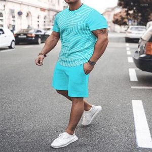 Tute da uomo 2022 T-shirt da uomo estiva Abito casual maschile Tipo semplice Pantaloncini a maniche corte Stampa 3D oversize 2 pezzi208W