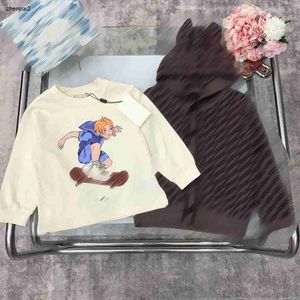 luxury designer kids cardigan baby Spring sweater Size 100-150 CM 2pcs Alphabet printed long eared hat hoodie and long sleeved T-shirt Aug30