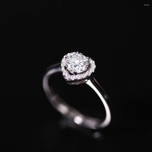 Clusterringe Daisini 0,5 GRA Lab Grown Diamond 925 Sterling Silber Herz Hochzeit Verlobungsring Valentinstag Geschenk für Frauen