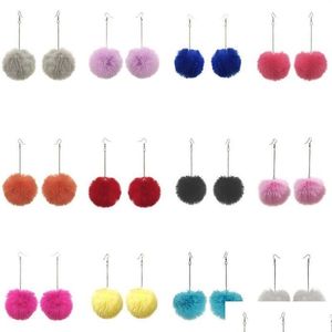 Dangle & Chandelier 2021 Winter Women Accessories Fashion Lovely Pom Fur Ball Long Pendant Dangle Earring Jewelry Christmas Gift259W J Dhyos