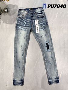 Man jeans designer jeans lila jeans mager jeans rippade cyklist smala raka mager byxor designer stack jeans mode jeans mens trend märke vintage byxor