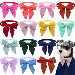 Hundkläder solida bowties för husdjur hundar katter bomull justerbar slips bågar krage katt husdjur grooming bulk tillbehör
