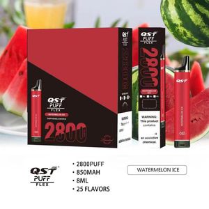 Yeni puf esnek çubuklar QST tek kullanımlık vape kalem e sigara kitleri 0% 2% 5% 5% 2800 Puflar 8ml Prefoled 25colors vs artı maks DHL